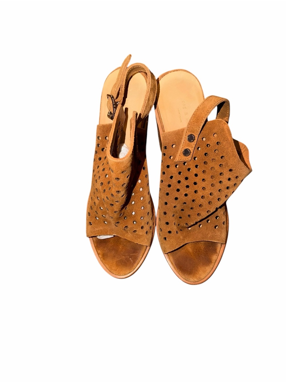 Rag & Bone Women's Suede Perforated Slingback Sandals - Brown Size 38